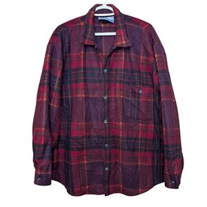 Polaire Plaid Fleece Button Up Shirt Shacket Jacket Men’s Large